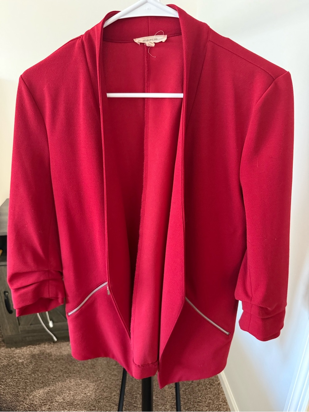 (2) Red & Camel Open-Front Blazer Jacket - Unbranded